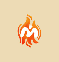 M Letter Fire Logo Burn Red Orange