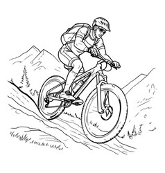 Mountain Biker On The Bike Hand Drawn