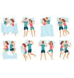 Couple Sleeps In Different Poses Man And Woman