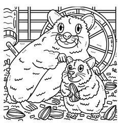 Mother Hamster And Baby Hamster Coloring Page