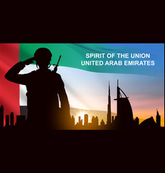 Silhouette Of A Solider And Dubai Skyline