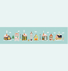 Background With Christmas Village Winter Houses