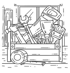 Construction Tool Box Coloring Page For Kids