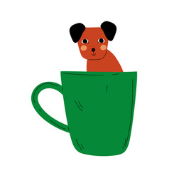 Cute Dog In Green Teacup Adorable Puppy Animal