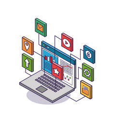 Flat Isometric Concept Computer Data Network