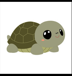 Happy Cute Turtle Walking With Smile Cartoon