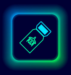 Glowing Neon Line Airline Ticket Icon Isolated On