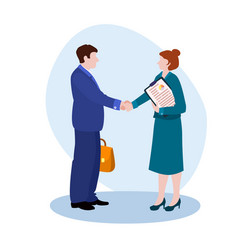 Handshake Man In A Business Suit And Women From