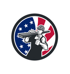 American Lumberyard Worker Usa Flag Icon