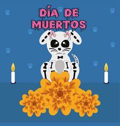 Cute Dog Skeleton Cartoon Dia De Muertos