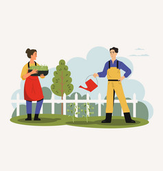 Agricultural Employees Working In Garden With