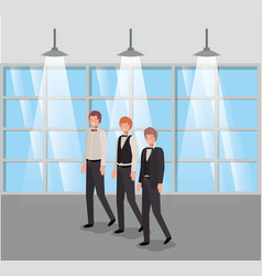 Businessmen In Corridor Office