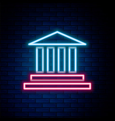 Glowing Neon Line Museum Building Icon Isolated