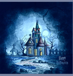 Haunted House With Moon In The Crows Background