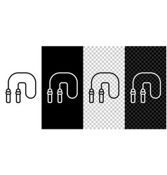 Set Line Jump Rope Icon Isolated On Black