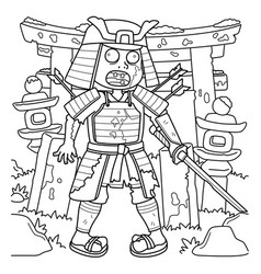 Zombie Samurai Coloring Page For Kids