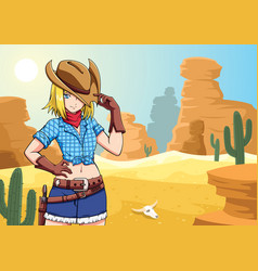 Anime Cowgirl In Desert