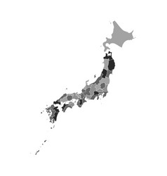 Gray Divided Map Of Japan