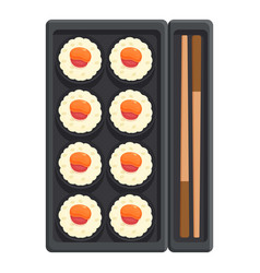 Sushi Box With Sticks Icon Cartoon Asian