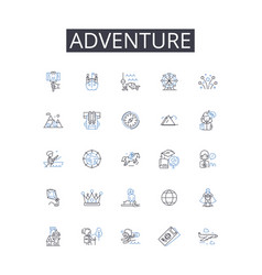 Adventure Line Icons Collection Journey Quest