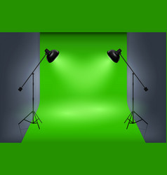 Green Screen Studio Interior With Spotlights