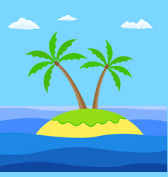 Island With Palm Trees And The Sandy Beach Tropic