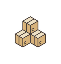 Three Cardboard Boxes Concept Colored Icon Or Sign