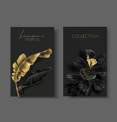 Cards With Gold Tropical Leaves