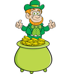 Leprechaun Sitting In A Pot Gold Coins