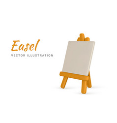 3d Realistic Easel With Empty Canvas Easel