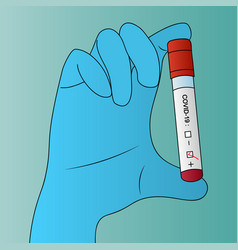 A Gloved Hand Holds Test Tube With Blood Test