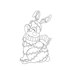 Cute Bunny For Coloring Book Christmas Rabbit