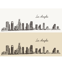 Los Angeles Skyline California Vintage Engraved Vector Image