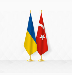 Ukraine And Turkey Flags On Flag Stand