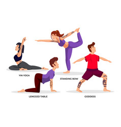 Men And Women Doing Yoga Pose Exercises