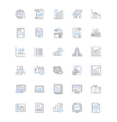 Numerical Data Line Icons Collection Statistics