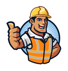 Cheerful Male Construction Worker Giving Thumbs Up