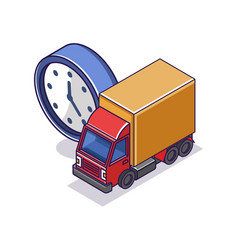 Flat Isometric Concept Delivery Truck Time