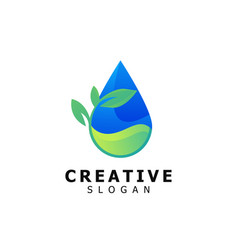 Nature Leaf And Drop Water Pure Logo