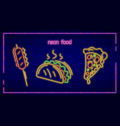 Three Neon Tasty Food Icons