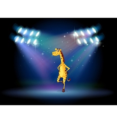 A Giraffe Dancing On The Stage With Spotlights