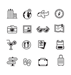 Set Of Travel Icons With Black Style