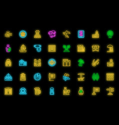 Croatia Icons Set Neon