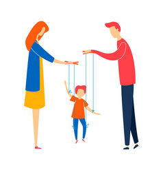 Parents Controlling Child With Strings Like Puppet