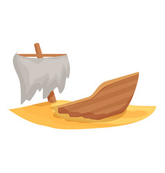 Desert Shipwreck Icon Cartoon Pirate Ship