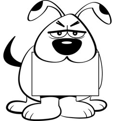 Cartoon Angry Dog Holding A Sign In Its Mouth