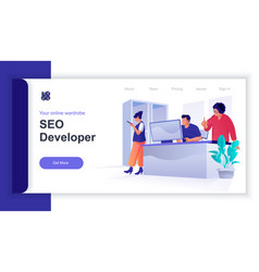 Seo Developer Concept 3d Isometric Web Banner