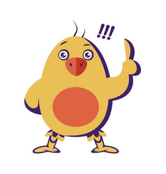 Yellow Chicken Showing One Finger Up On A White