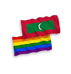 Flags Of Rainbow Gay Pride And Maldives On A White