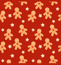 Gingerbread Man Red Seamless Pattern